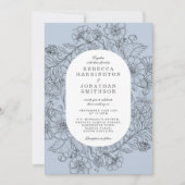 Invitation Vintage Floral Dusty Blue Photo Mariage (Devant)
