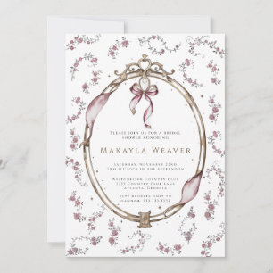 Invitation Vintage Floral Elegant Antique Frame Fête des mari