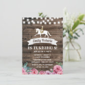 Invitation Vintage Floral Équitation Cheval Anniversaire (Debout devant)