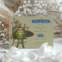 Vintage floral et perroquet 'Enregistrer la date'