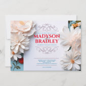 Invitation Vintage Floral Fleurs blanches fleurissent Mariage (Devant)