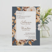 Invitation Vintage Floral Fleurs d'automne Mariage (Debout devant)