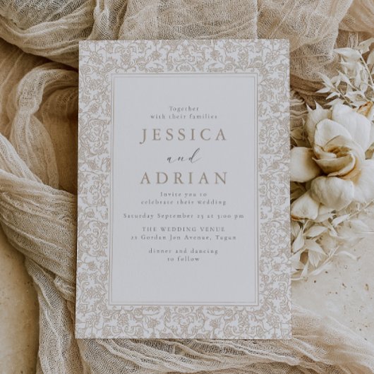 Invitation Vintage Floral Frame Wedding 