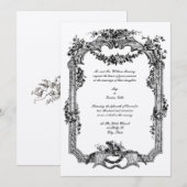 Invitation Vintage Floral & Fruit Baroque Rococo Mariage (Devant / Derrière)