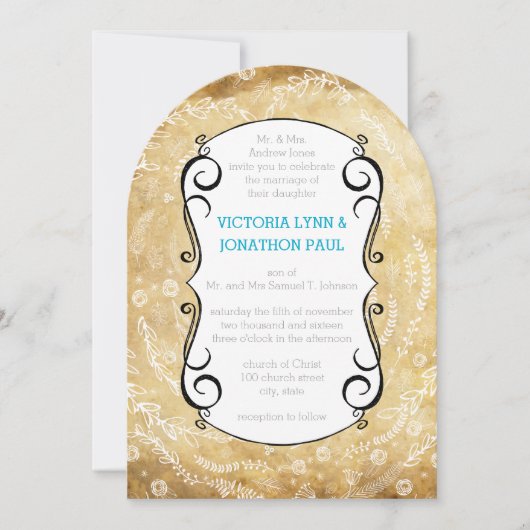 Invitation Vintage Floral Garland Mariage (Devant)