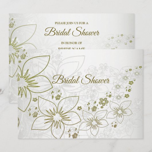 Invitation Vintage Floral Greenery Elegant Bridal Shower (Devant / Derrière)