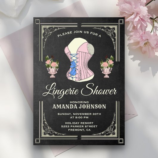 Invitation vintage Floral Lingerie Bridal Shower