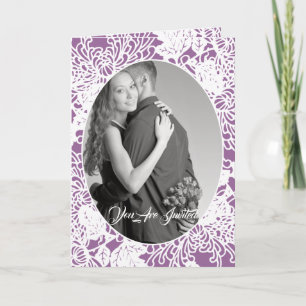 Invitation Vintage Floral Mariage damassé Bi-fold Photo