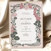 Invitation Vintage Floral Mariage Dusty Rose Sage