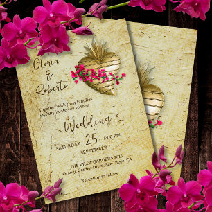 Invitation Vintage Floral Milagro Coeur Mariage mexicain