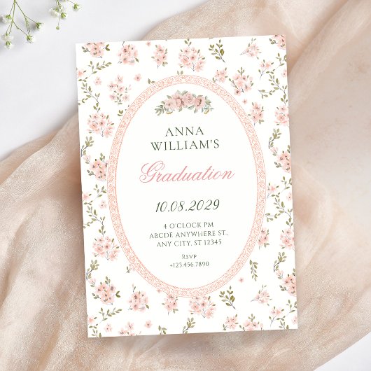 Invitation Vintage floral pastel graduation