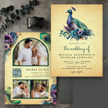 Invitation Vintage Floral Peacock Photo QR Code Mariage<br><div class="desc">Éblouissez vos invités avec cet invitation de mariage élégant avec un paon magnifique et des plumes élégantes avec QR Code pour RSVP en ligne. Ajoutez simplement les détails de votre événement sur ce modèle facile à utiliser et ornez cette carte avec vos photos préférées pour en faire une invitation unique....</div>