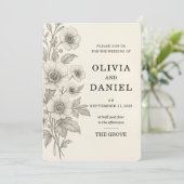 Invitation Vintage Floral Romantic Garden Wedding (Debout devant)