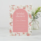 Invitation Vintage Floral Rose Fête des mariées (Debout devant)