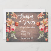 Invitation Vintage Floral Rustic Farm Mariage (Devant)