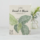 Invitation Vintage Floral Rustic Mariage (Debout devant)