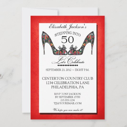 Invitation Vintage Floral Shoe 50e anniversaire (Devant)