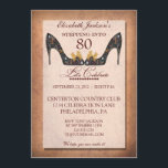 Invitation Vintage Floral Shoe 80th Birthday Party<br><div class="desc">C'est une invitation absolument magnifique et sophistiquée à la fête du 80ème anniversaire qui respire l'élégance et la féminité. Réalisée dans une chaussure à talons hauts multicolores, feutrée et feutrée, c'est une invitation chic à la femme classique de votre vie qui célèbre son quatre-vingtième anniversaire. Vous serez impressionné par l'invitation...</div>
