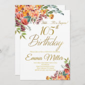 Invitation Vintage Floral Surprise 105e fête d'anniversaire (Devant / Derrière)