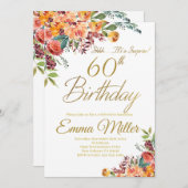 Invitation Vintage Floral Surprise 60e fête d'anniversaire (Devant / Derrière)