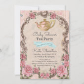 Invitation vintage Floral Tea Baby shower (Devant)