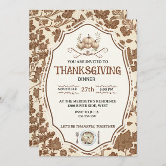 Invitation Vintage Floral Thanksgiving