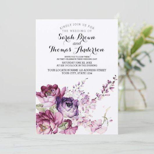Invitation vintage Florale (Debout devant)