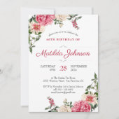 Invitation Vintage Florale Botanique 60e fête d'anniversaire (Devant)