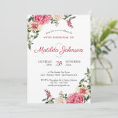 Invitation Vintage Florale Botanique 60e fête d'anniversaire (Debout devant)