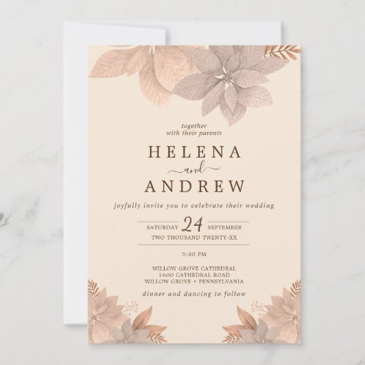Invitation Vintage florale rose (Devant)