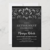 Invitation Vintage Flower Black Retirement Party (Devant)