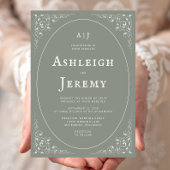 Invitation Vintage Foliage Sage Green Wedding