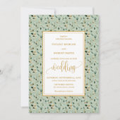 Invitation Vintage Forest Green Gold Mariage (Devant)