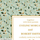 Invitation Vintage Forest Green Gold Mariage