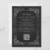 Invitation Vintage Frame Black Silver QR Code Wedding (Dos)