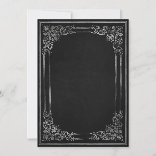 Invitation Vintage Frame Black Silver Wedding (Dos)