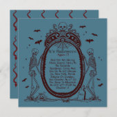 Invitation Vintage Frame Blue Halloween (Devant / Derrière)
