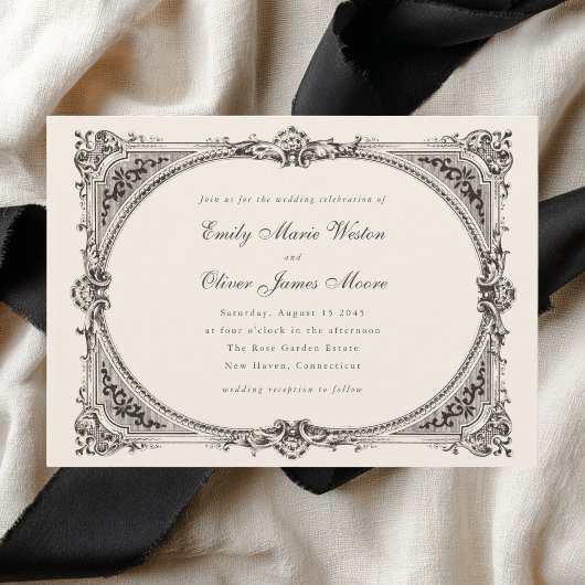 Invitation Vintage Frame Opulent Elegant Formal Wedding