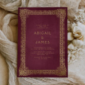Invitation Vintage Frame Red Gold Mariage