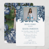 Invitation Vintage français toile floral brunch et boissons p (Devant / Derrière)