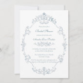 Invitation Vintage French Blue Frame Bridal Shower (Devant)