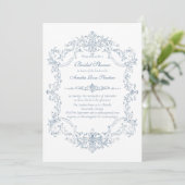 Invitation Vintage French Blue Frame Bridal Shower (Debout devant)