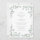 Invitation Vintage French Floral Toile Sage Wedding (Devant)