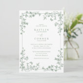 Invitation Vintage French Floral Toile Sage Wedding (Debout devant)
