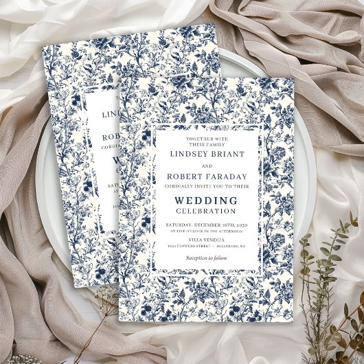 Invitation Vintage French Toile Blue Romantic Wedding Invite