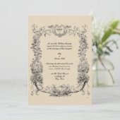 Invitation Vintage frontière baroque Rococo avec les coeurs (Debout devant)
