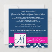 Invitation vintage fuchsia 2 de damassé de bleu (Dos)