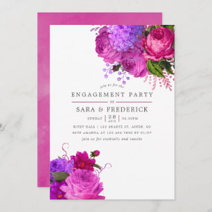 Invitation Vintage Fuchsia et Purple Shabby