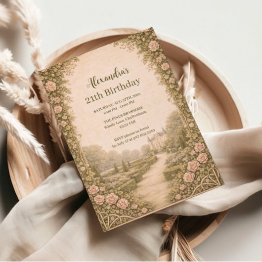 Invitation Vintage Garden Countryside Birthday
