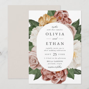 Invitation Vintage Garden Floral Oval Frame Mariage